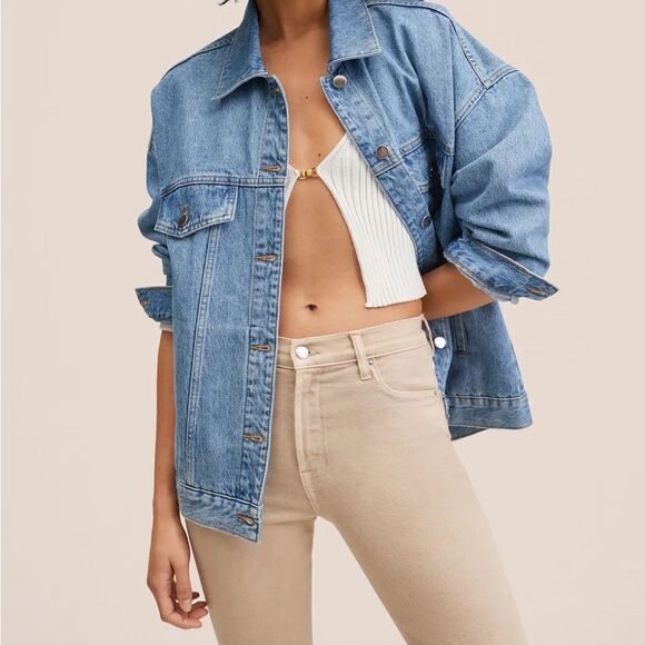 Mango High-Waisted Beige Jeans Flare New - Picture 9 of 9